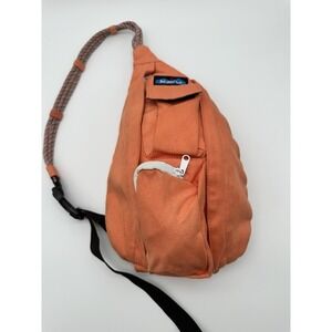 KAVU Crossbody Rope Sling Hiking Bag Backpack Cotton Coral Peach Dreamsicle